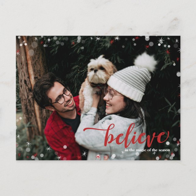 Postal La espuma roja y blanca cree en los Navidades mági (Anverso)