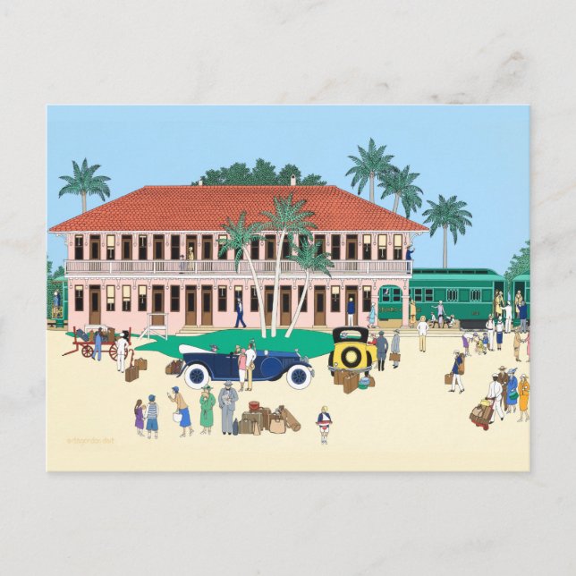 Postal La estación de ferrocarril de Boca Grande 1928 (Anverso)