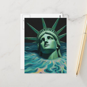 Postal La Estatua de la Libertad se derrite en el mar Sur