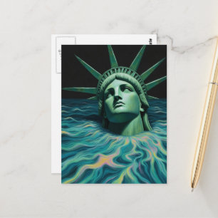 Postal La Estatua de la Libertad se Derrite Surrealista