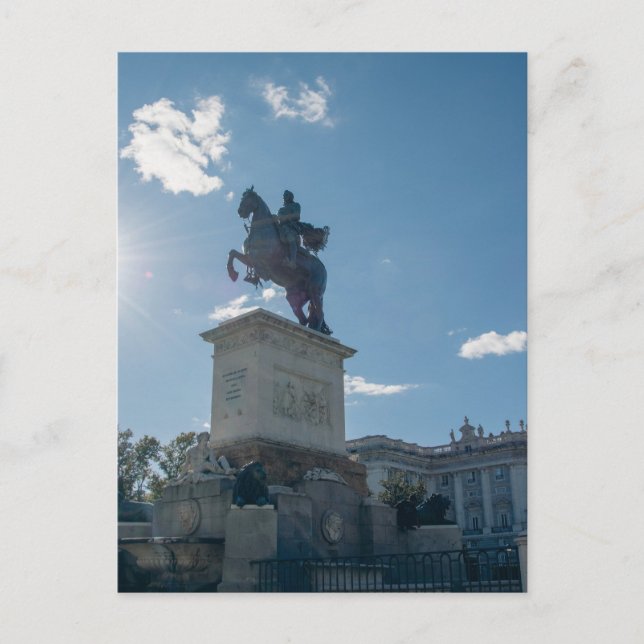 Postal La estatua ecuestre de Felipe IV (Anverso)