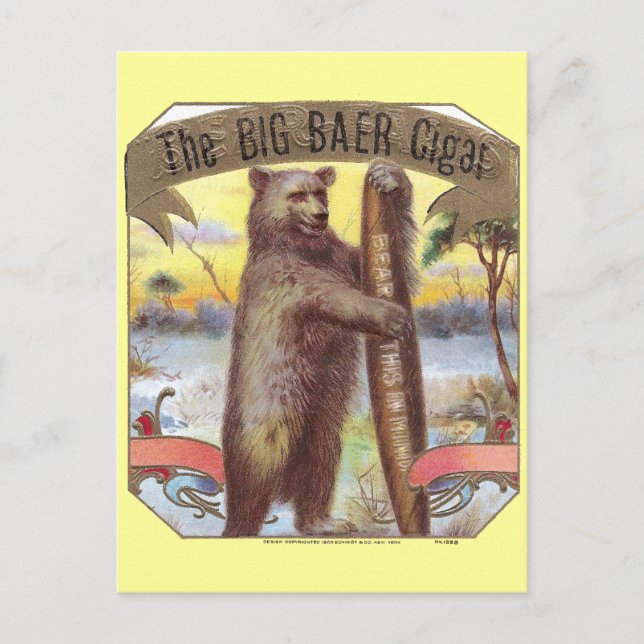 Postal La etiqueta de cigarro Big Baer (Anverso)