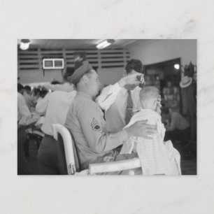 Postal La experiencia del padre hijo barbero de los años