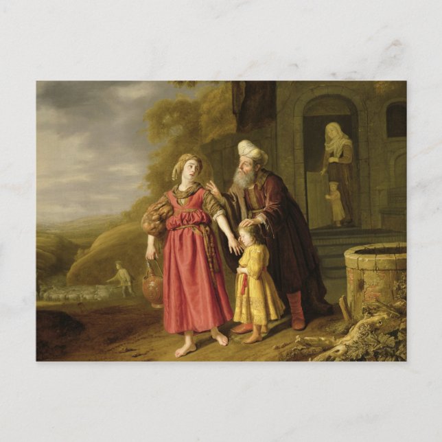 Postal La expulsión de Hagar e Ismael, c.1644 (Anverso)
