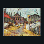 Postal La fábrica (1887) de Vincent Van Gogh<br><div class="desc">La fábrica (1887) de Vincent Van Gogh. Vincent Van Gogh era un artista famoso. Era un pintor impresionista de post holandés. Este cuadro es de dominio público.</div>