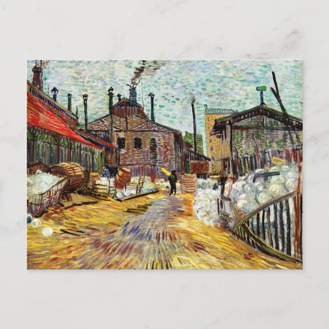 Postal La fábrica (1887) de Vincent Van Gogh (Anverso)