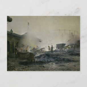 Postal La fábrica de gas en Courcelles, 1884