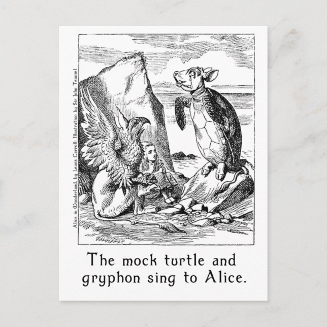 Postal La Falsa Tortuga y el Griffin cantan a Alicia (Anverso)