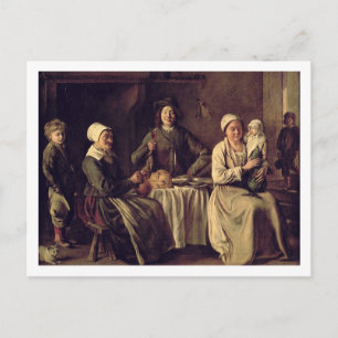 Postal La familia campesina, 1642 (aceite sobre lienzo)