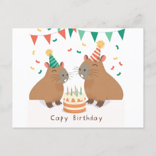 Postal La familia de los capibaros cutáneos celebrando su