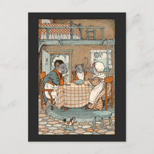 Postal La familia de ratas se sienta a desayunar