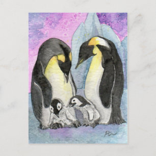 Postal La familia del arte pingüino se reúne