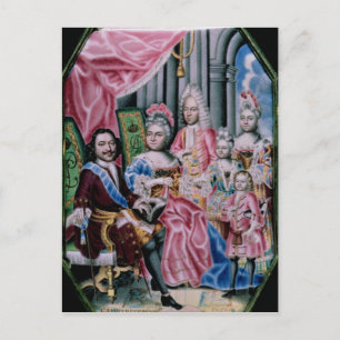 Postal La familia del emperador Pedro I, el Grande, 1717