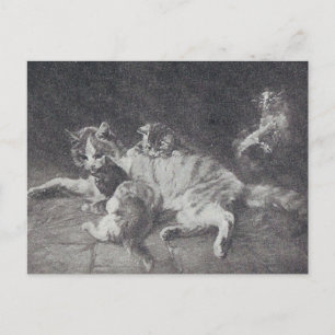 Postal La familia del gato