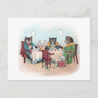 Postal La familia del gato se queda sin desayuno