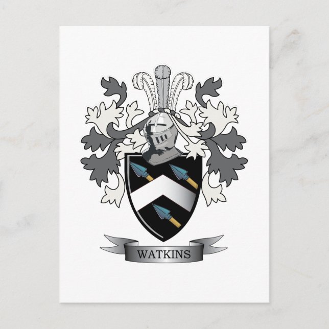 Postal La familia Watkins Crest Coat of Arms (Anverso)