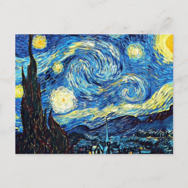 Postal La famosa pintura de Van Gogh, Noche estrellada (Anverso)