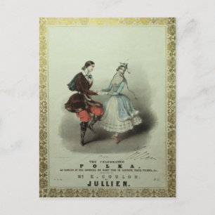 Postal La famosa polka, ficha de canciones, 1840