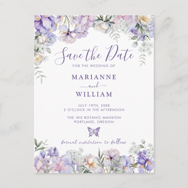 Postal La fantástica boda romántica floral salva la fecha (Anverso)