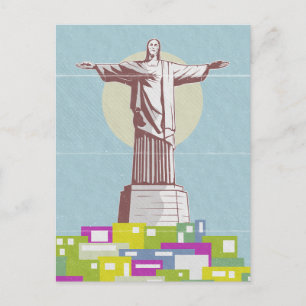 Postal La Favela del Afiche de Viaje Cristo Redentor