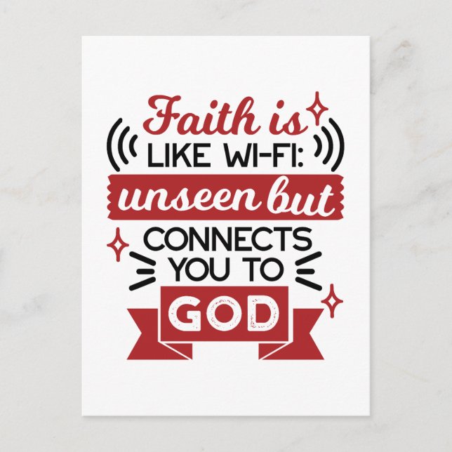 Postal La fe es como Wi-Fi: invisible pero te conecta a D (Anverso)