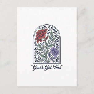 Postal La Fe Floral Vintage de Dios Tiene Esto