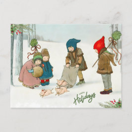 Postal La felicidad del invierno, la cosecha