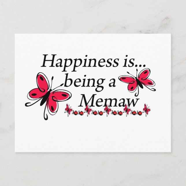 Postal La felicidad es ser una mariposa MEMAW (Anverso)