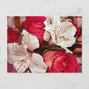 Postal La felicidad floral roja y blanca