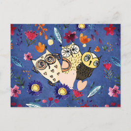 Postal La feliz familia de los animales de la ave lechera