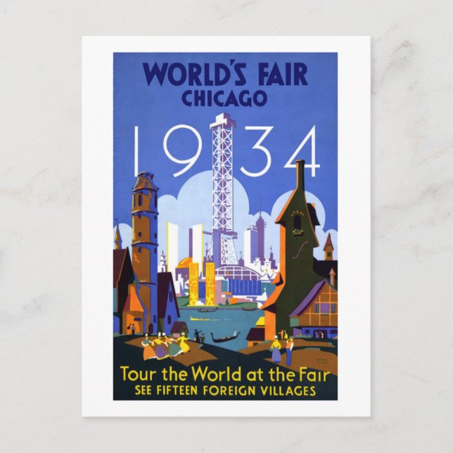 Postal La feria 1934 de mundo Chicago (Anverso)
