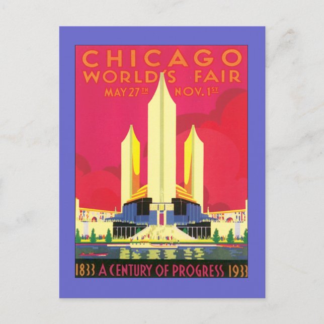 Postal La Feria Mundial de Chicago de Vintage (Anverso)