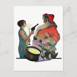 Postal La Flapper y Santa: Fiesta Navideña Vintage Rugien