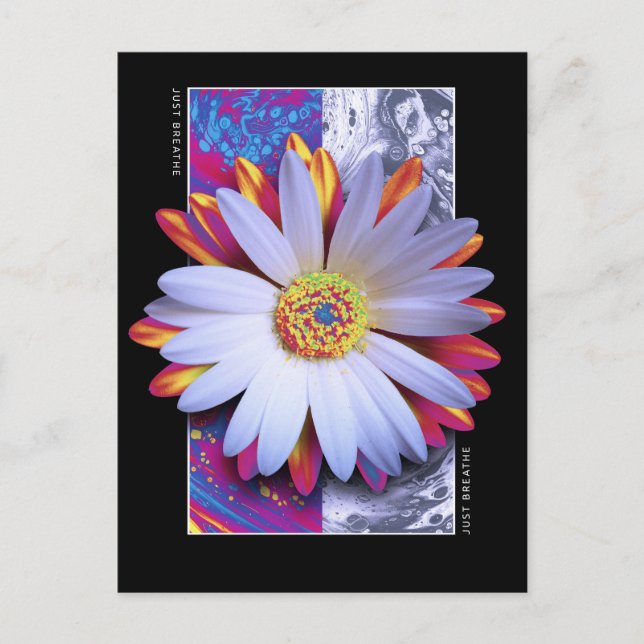 Postal La flor holográfica acaba de respirar (Anverso)
