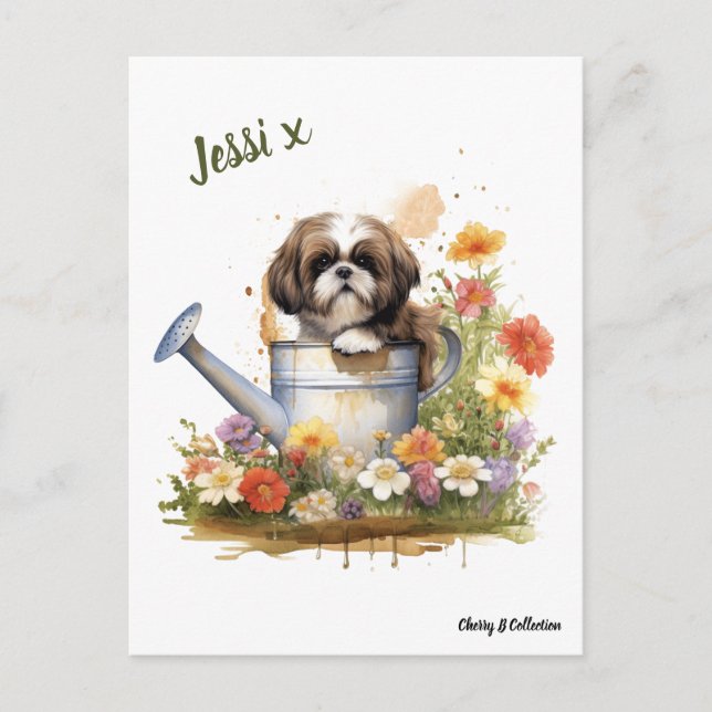 Postal La floral acuática Shih Tzu, puede ser personaliza (Anverso)