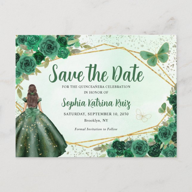Postal La floral quinceañera de la princesa verde salva l (Anverso)