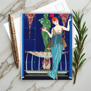 Postal La Fontaine de Coquillages, George Barbier