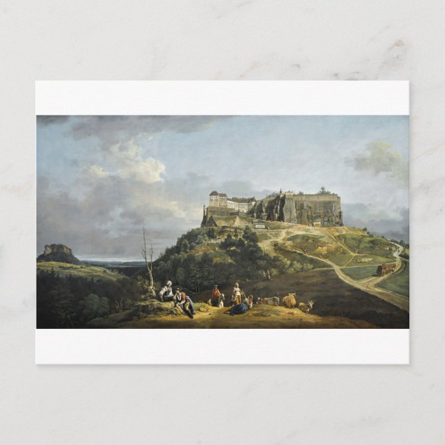 Postal La Fortaleza de Konigstein por Bernardo Bellotto (Anverso)