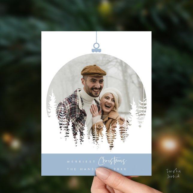 Postal La foto familiar más alegre de Navidad, superposic (Merriest Christmas Family Photo, Pine Tree Layover Postcard)
