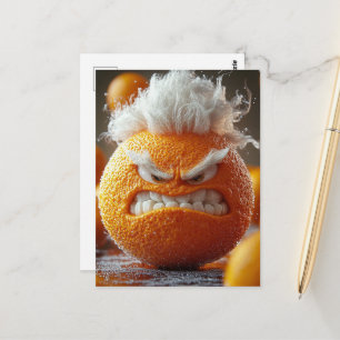 Postal La Fruta Naranja Enojada