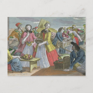 Postal La frutería (grabado en color)