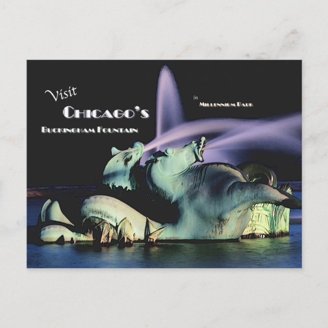 Postal La fuente de Buckingham de Chicago (Anverso)
