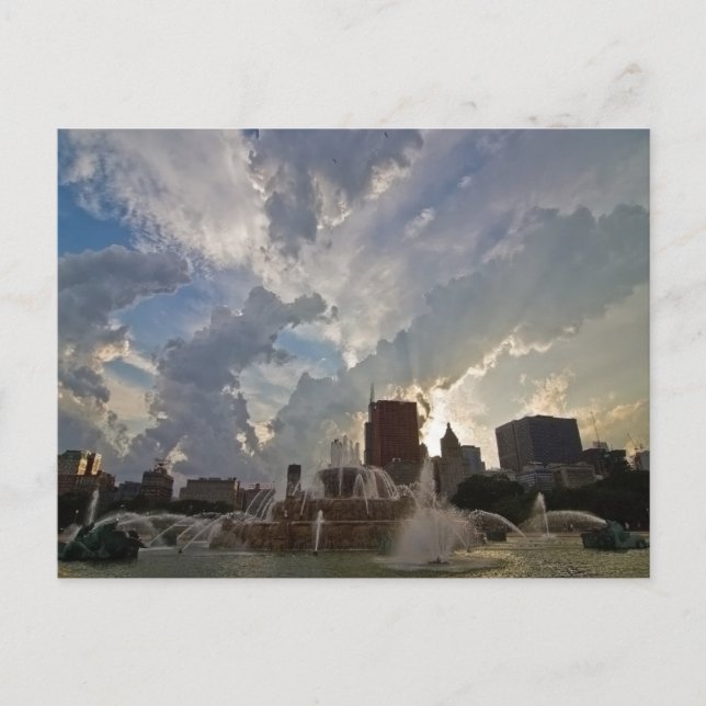 Postal La fuente de Buckingham de Chicago (Anverso)
