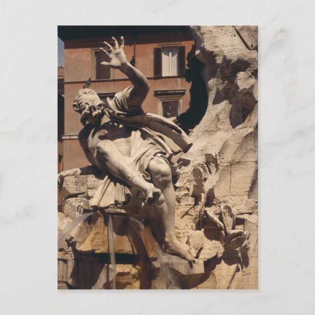 Postal La fuente de los cuatro ríos (Anverso)