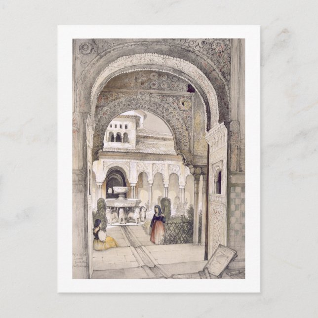 Postal La Fuente de los Leones, desde el Salón del Banco (Anverso)