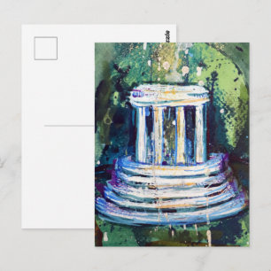 Postal La fuente de Marshall Michigan Resumen del arte