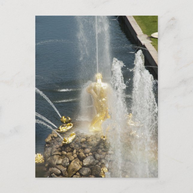 Postal La fuente de Sansón, Peterhof, San Petersburgo (Anverso)