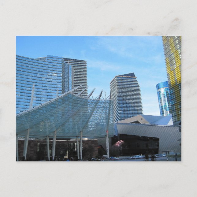 Postal La fuente y la arquitectura de Aria en Las Vegas (Anverso)