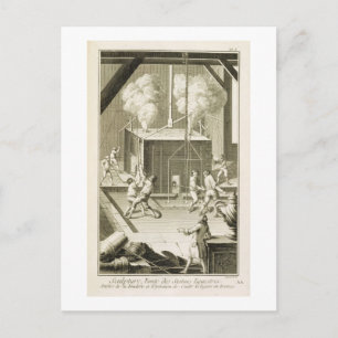 Postal La fundición de un escultor, de la Enciclopedie de