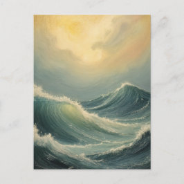 Postal La furia del océano al amanecer